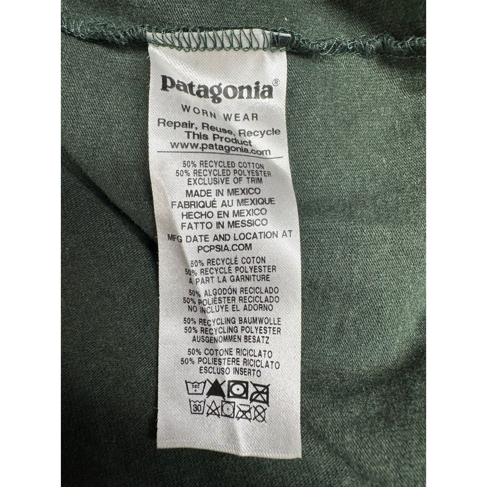 Patagonia Mens P-6 Logo Responsibili-Tee Long Sleeve Green Shirt Medium - Picture 5 of 6